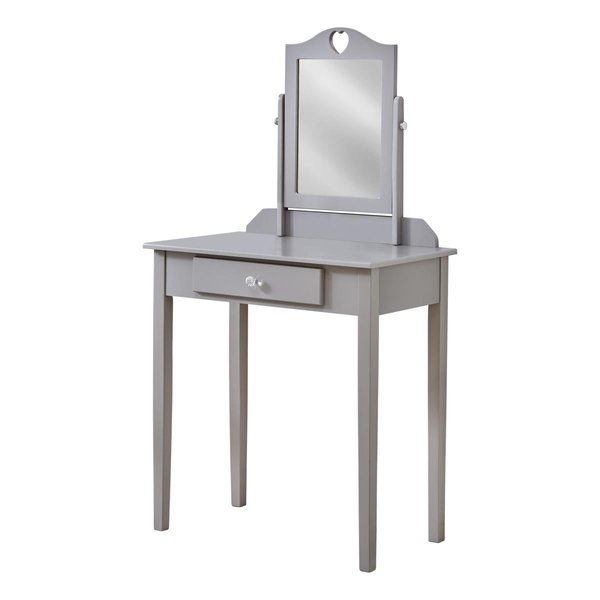 Daphnes Dinnette Grey Vanity Set with Mirror & Storage Drawer DA2618232